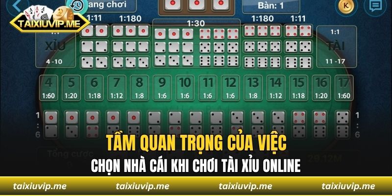 Tầm quan trọng của việc chọn nhà cái khi chơi tài xỉu online